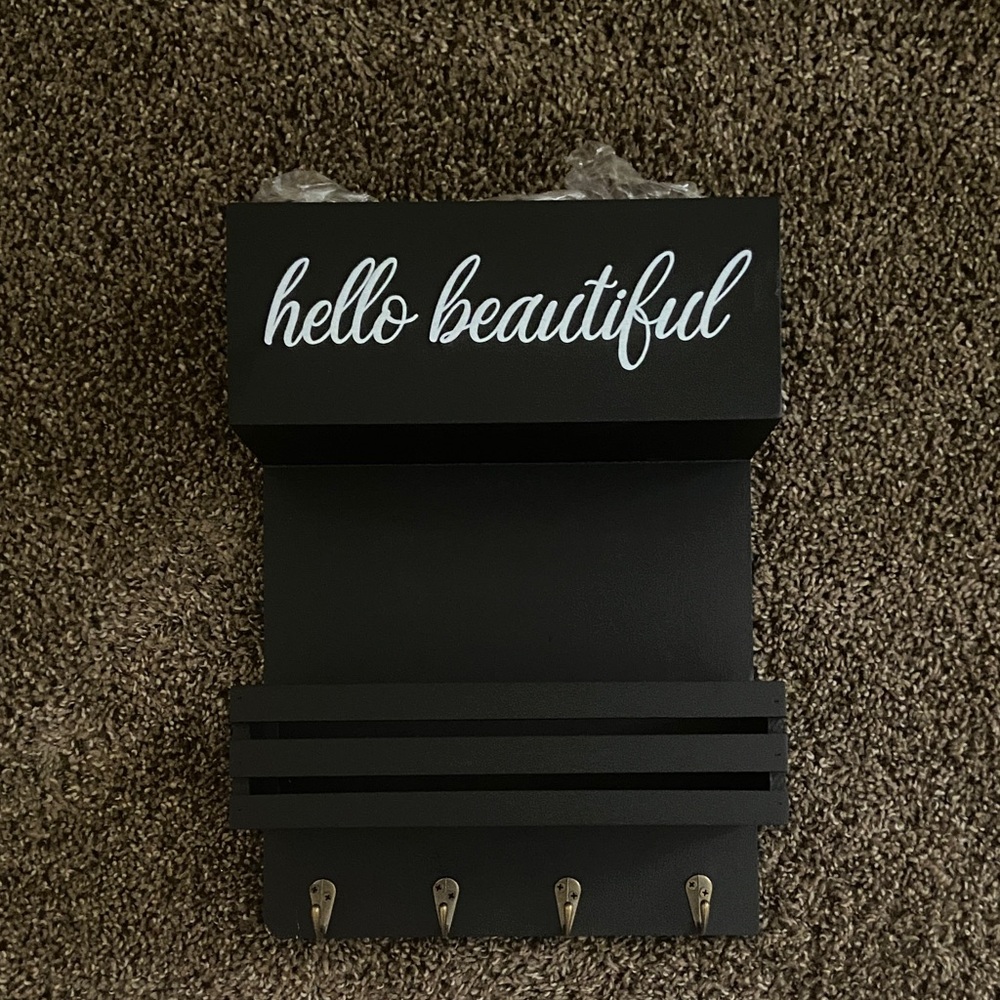 Black Wall Hair Tool Organizer with Hooks